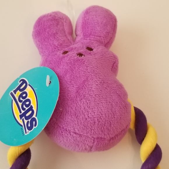 Peeps Squeaky Rope Dog Toy Purple Bunny New - Picture 3 of 6
